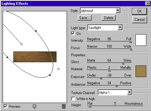 Lighting Effects interface